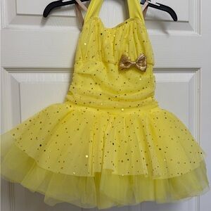 Weissman Yellow Dance Costume with Gold Bow